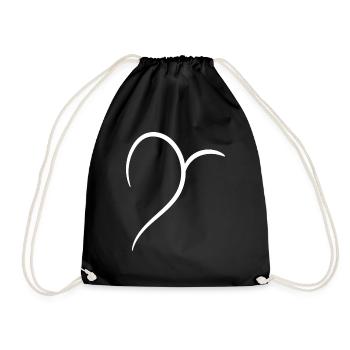 Cool Half White Heart - Drawstring Bag - black - Front