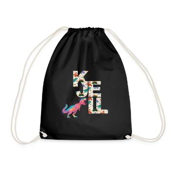 KJELL - Beautiful boy name with cute dinosaurs - Drawstring Bag - black - Front