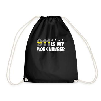 My Work Number Yellow Line Police Dispatch - Drawstring Bag - black - Front