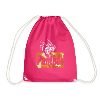 Panther Camouflage Cute Cat Lover T-Shirt Present - Drawstring Bag - fuchsia - Front