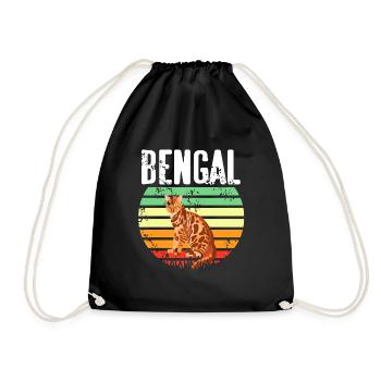 Retro Vintage Bengal T-Shirt Cat Lover Designs - Turnbeutel - Schwarz - Vorne