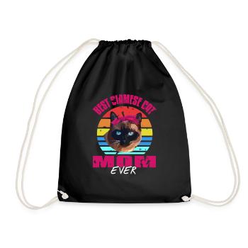 Best Siamese Cat Mom Ever Cat Lover T-Shirt - Drawstring Bag - black - Front