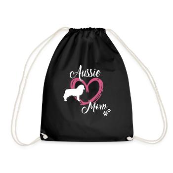 Aussie Mom Dog Owner Cute Australian Shepherd - Drawstring Bag - black - Front