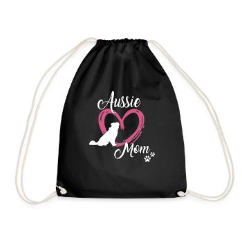 Aussie Mom Dog School Australian Shepherd - Drawstring Bag - black - Front
