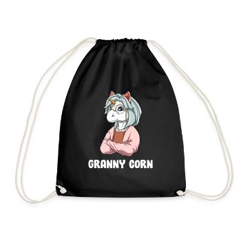Oma - Oma Einhorn - Lustiges Oma Einhorn - Turnbeutel - Schwarz - Vorne