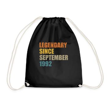 Born September 1992 30 years 30s 30th birthday - Drawstring Bag - black - Front