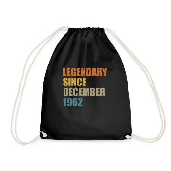 Born December 1962 60 years 60s 60th birthday - Drawstring Bag - black - Front