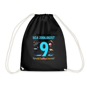 Future zooologist Birthday 9 Nine years - Drawstring Bag - black - Front