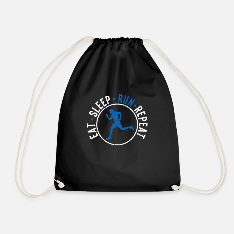 Eat Sleep Run Repeat Funny Run Vintage - Drawstring Bag - black