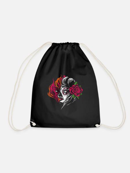 Halloween Rose Sugar Skull Muertos Dead - Turnbeutel - Schwarz