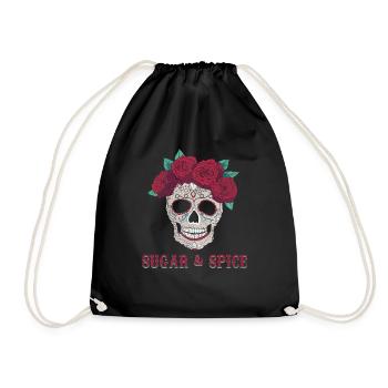 Sugar Rose Sugar Skull Muertos Jour Mort Halloween - Sac de sport léger - noir - Devant