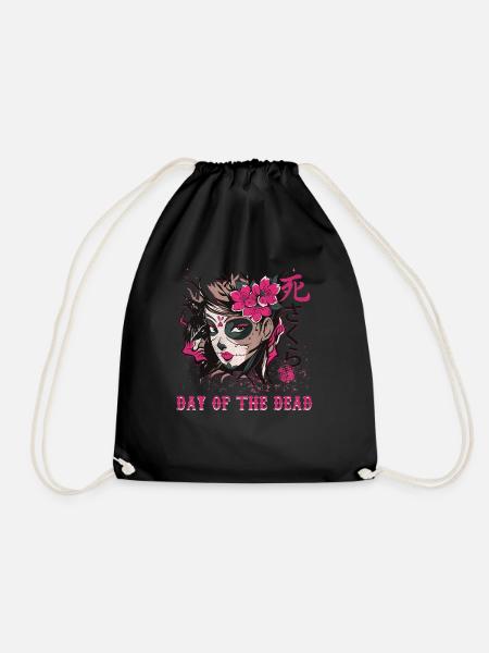 Color Halloween Sugar Skull Muertos Day Of Dead - Turnbeutel - Schwarz