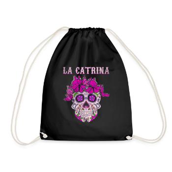 Catrina Butterfly Sugar Skull Muertos Halloween - Turnbeutel - Schwarz - Vorne