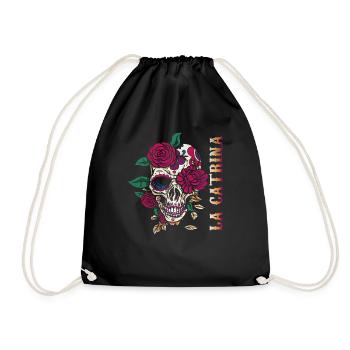 Catrina Creepy Sugar Skull Muertos Dead Halloween - Turnbeutel - Schwarz - Vorne