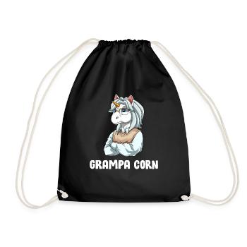 Opa Einhorn - Lustiger Opa Mais - Turnbeutel - Schwarz - Vorne