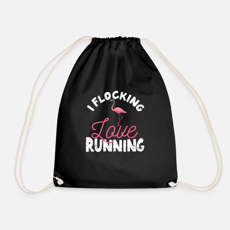 I Flocking Love Running Flamingo Lustige Jogging - Turnbeutel - Schwarz