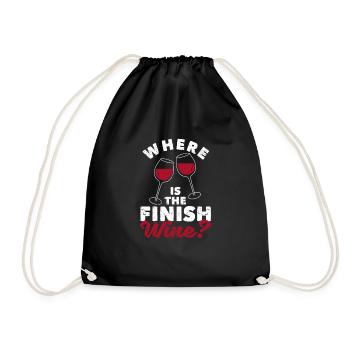 Wo ist das Ziel Wein Lustiger Motivationsmarathon - Turnbeutel - Schwarz - Vorne