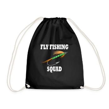 Fliegenfischen Squad Hobby Fischer Forellenangler - Turnbeutel - Schwarz - Vorne