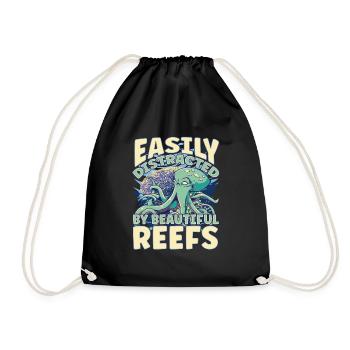 Easily Distracted By Beautiful Reefs Ocean - Drawstring Bag - black - Front