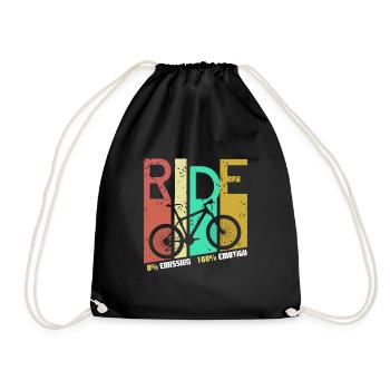 Retro RIDE 0% Emission 100% Emotion Cycling Tea - Drawstring Bag - black - Front