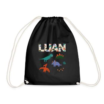 LUAN - Beautiful boy name with cute dinosaurs - Drawstring Bag - black - Front