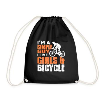 I'm a Simple Guy I Like Girls & Bicycle T-Shirt - Turnbeutel - Schwarz - Vorne