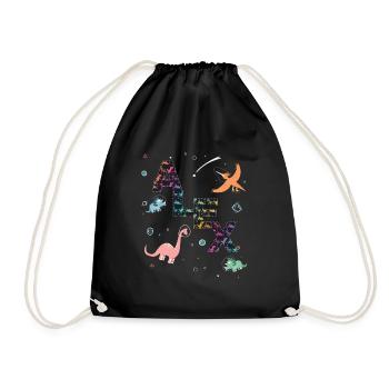 ALEX - Beautiful boy name with cute dinosaurs - Drawstring Bag - black - Front