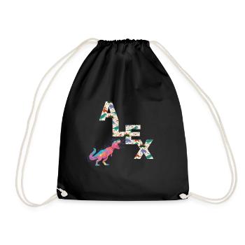 ALEX - Beautiful boy name with cute dinosaurs - Drawstring Bag - black - Front