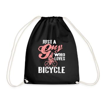 Just A Guy Who Loves Bicycle Cycling T-Shirt - Drawstring Bag - black - Front