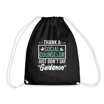Thank A Social Counselor No Guidance - Drawstring Bag - black - Front