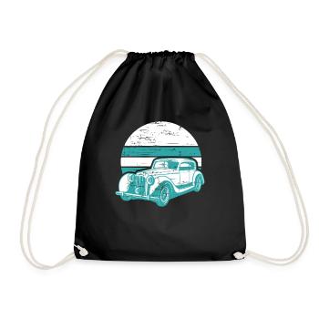 Vintage Car Oldtimer Retro Oldschool - Drawstring Bag - black - Front