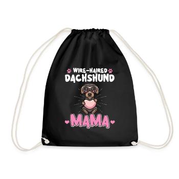 Teckel aux cheveux rugueux Mama - Sac de sport léger - noir - Devant