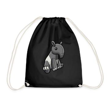 Tapir Kuscheltier Motiv - Turnbeutel - Schwarz - Vorne