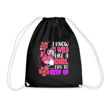 I Weld Like A Girl Weld - Drawstring Bag - black - Front