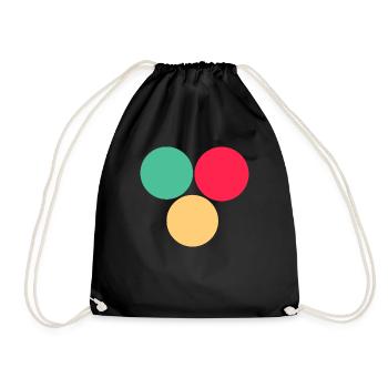 Trois cercles- vert- rouge- jaune - Sac de sport léger - noir - Devant