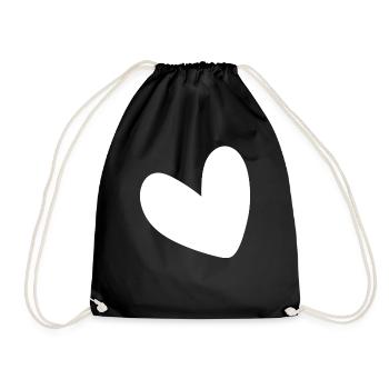 Simple White Heart - Drawstring Bag - black - Front