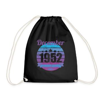Born December 1952 70 years 70s 70th birthday - Drawstring Bag - black - Front