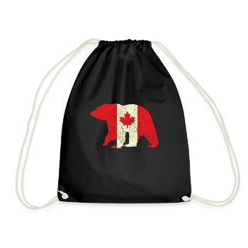 Canada Flag Bear Grizzly Proud Canadian Canada Day - Turnbeutel - Schwarz - Vorne