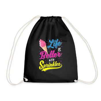 Life Is Better With Sprinkles Ein Sommer Eiscreme - Turnbeutel - Schwarz - Vorne