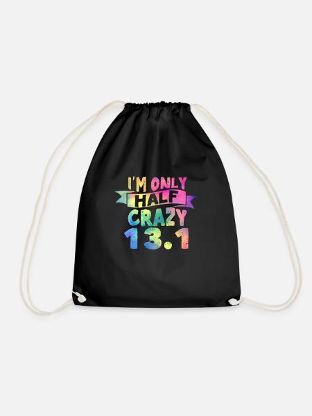 Funny Running Lovers I'm Only Half Crazy 13.1 Half - Turnbeutel - Schwarz
