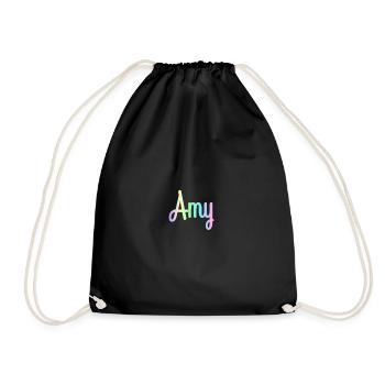 AMY Rainbow Minimalist Cursive - Drawstring Bag - black - Front