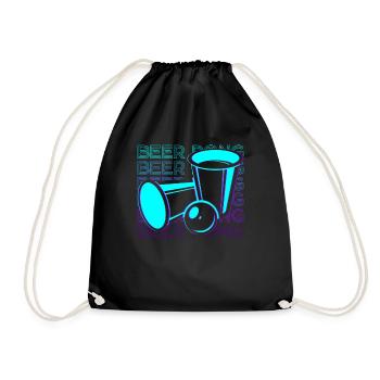 Bier Pong Retro Geschenk - Turnbeutel - Schwarz - Vorne