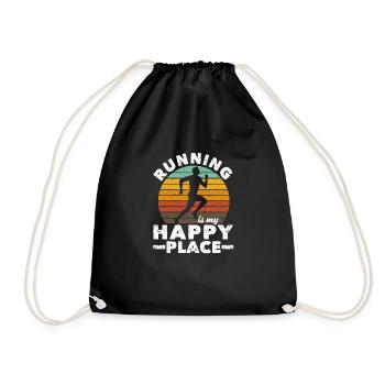 Running is my happy place I love it too - Drawstring Bag - black - Front