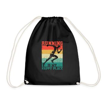 I Love To Run Vintage Runners running is my - Drawstring Bag - black - Front