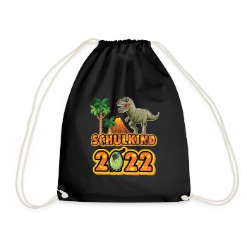 Dinosaurier Einschulung Schulkind 2022 Schultüte - Turnbeutel - Schwarz - Vorne