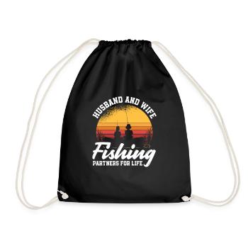 Fun Fishing Angler Fisherman Gift - Drawstring Bag - black - Front