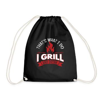I Grill And Drink Grilling BBQ - Drawstring Bag - black - Front