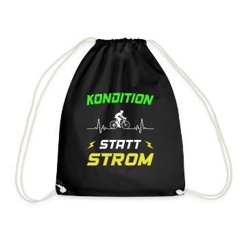 Kondition statt Strom Vintage Radfahrer - Turnbeutel - Schwarz - Vorne