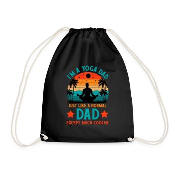 Funny fathers day yoga dad - Drawstring Bag - black - Front
