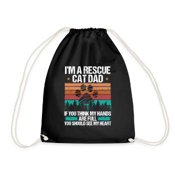 Cat Rescuer Dad Foster Animal Fathers Day - Drawstring Bag - black - Front